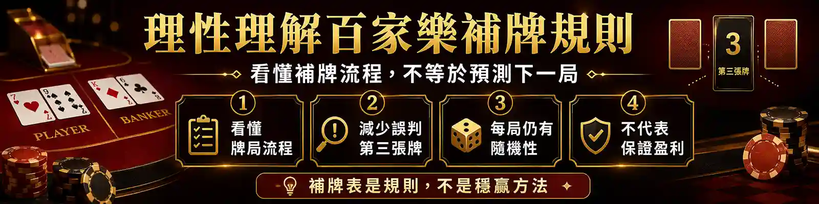 理性理解百家樂補牌規則示意圖