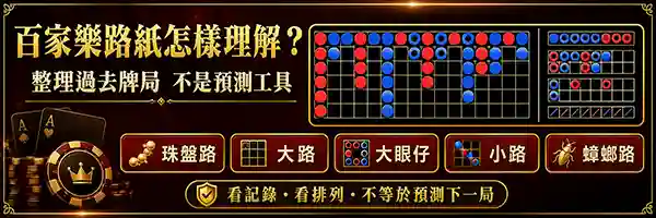百家樂路紙珠盤路大路大眼仔小路蟑螂路圖解